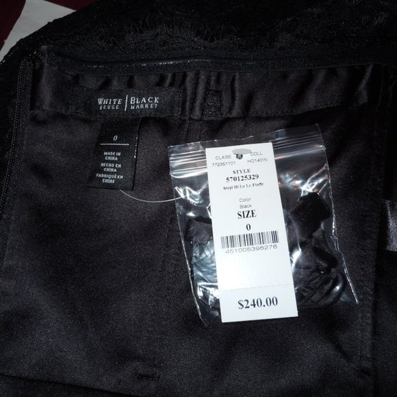 White House Black Market Black Lace Asymmetric Hem Party Dress Sz 0 NWT $240 - Picture 10 of 13